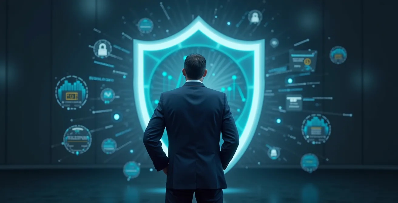 Illustration symbolique de la protection du patrimoine personnel d'un dirigeant face à une caution bancaire
