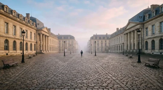 Symbolique de plusieurs chemins juridiques menant vers une balance de la justice, illustrant le choix de la juridiction compétente