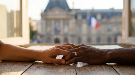 Mains de deux personnes entrelacées portant des alliances, symbolisant la sincérité d'une union face à un soupçon administratif