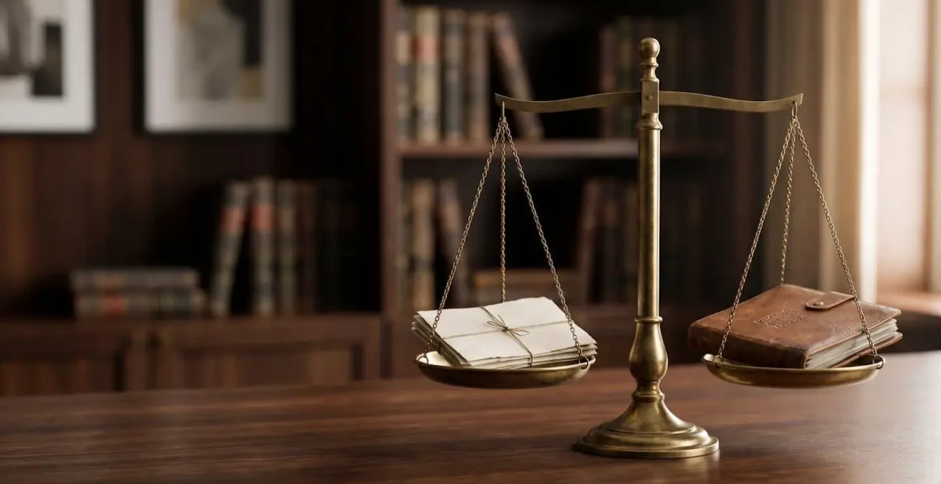 Symbole de l'équilibre entre honoraires payés et qualité du service juridique rendu par un avocat