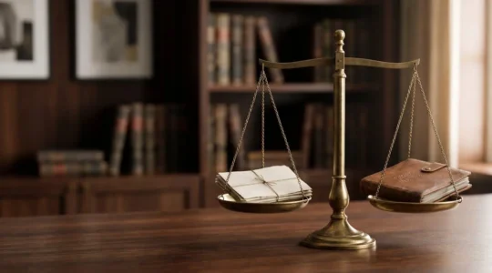 Symbole de l'équilibre entre honoraires payés et qualité du service juridique rendu par un avocat