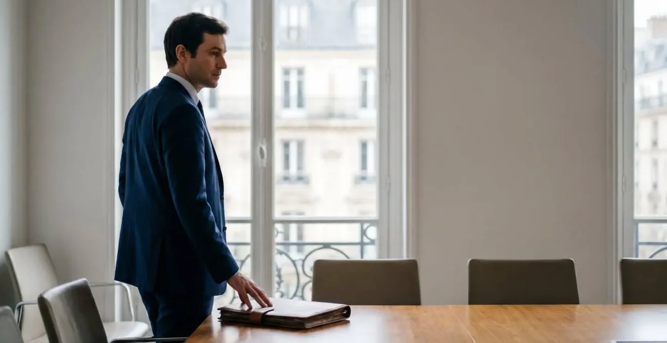 Table de conseil d'administration avec documents et sceau symbolisant la validation légale d'une décision stratégique en France